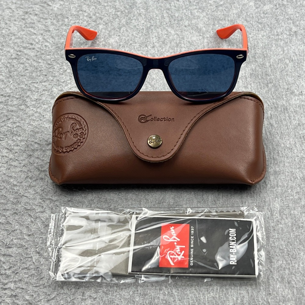Ray-Ban Junior Wayfarer Sunglasses Kids 48-16-130 Blue Orange Square RJ 9052S
